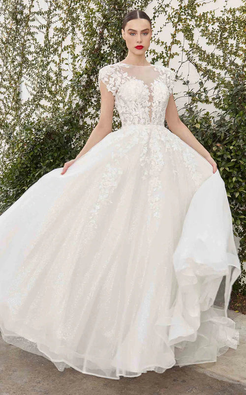 Andrea & Leo Couture A1082W Cap Sleeve Lace Appliqué Bridal Ball Gown