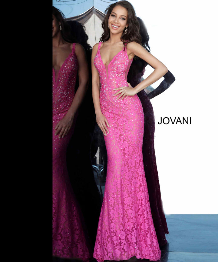 Jovani - Fitted Lace Prom Dress 48994 - FOSTANI