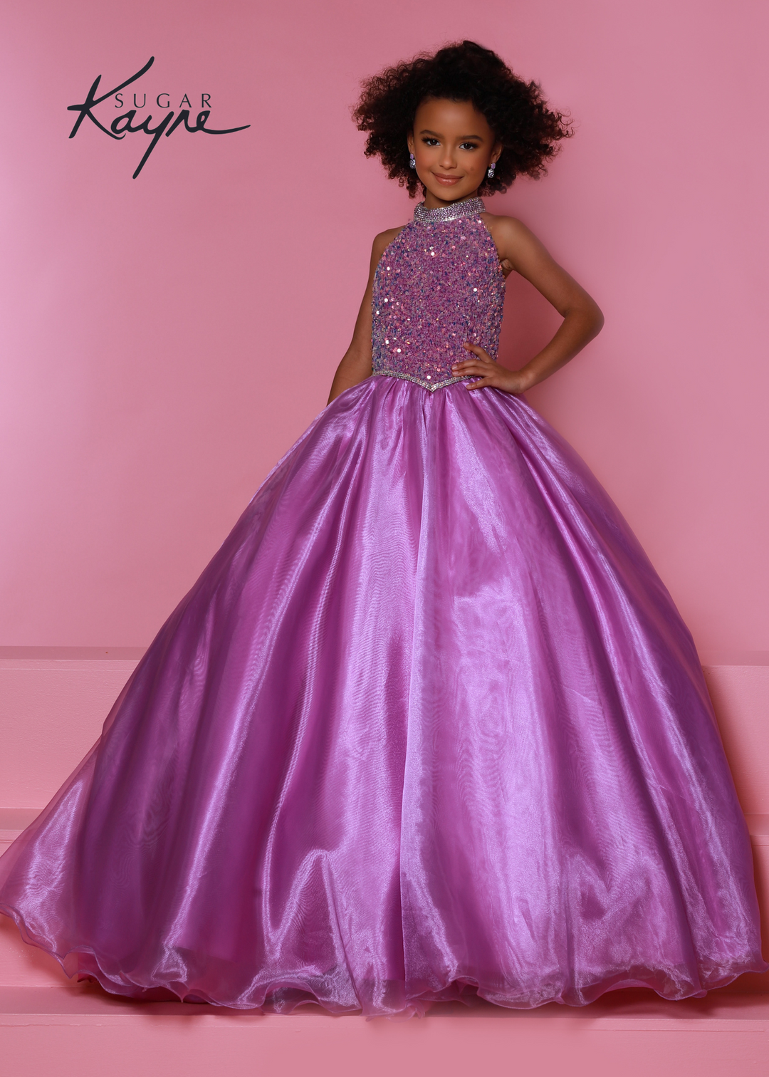 Sugar Kayne C302 Sequined velvet girls and preteens pageant dress - FOSTANI