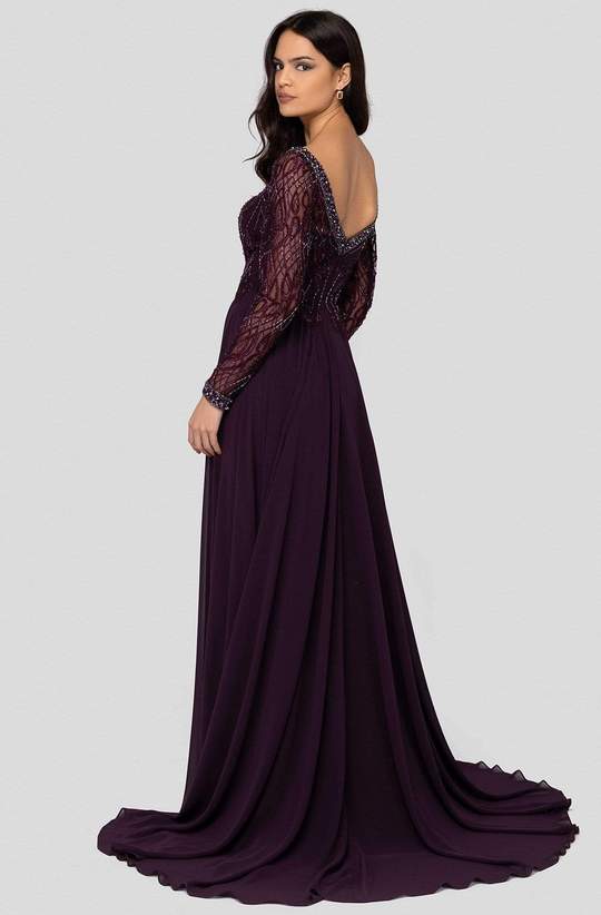 TERANI COUTURE 1913M9419 EMBELLISHED LONG SLEEVE DRESS - FOSTANI